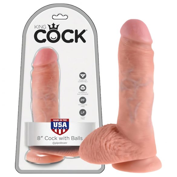 King Cock 8 dildo cu testicule (20 cm) - natur