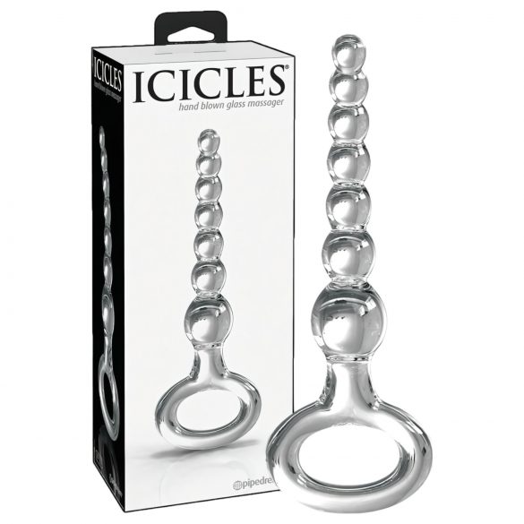 Icicles No. 67 - dildo din sticlă cu inel de prindere (transparent)