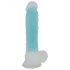 Dildo cu ventuză și testicule, fosforescent You2Toys (albastru)