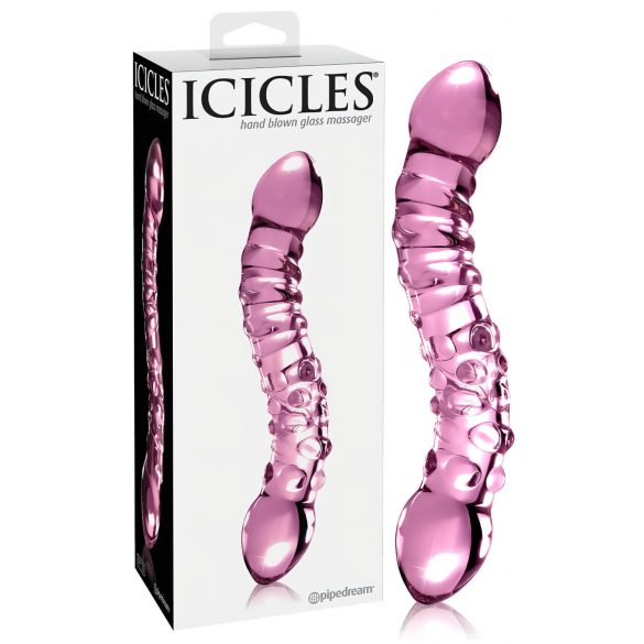 Icicles No. 55 - dildo din sticlă cu două capete, pentru punctul G (roz)