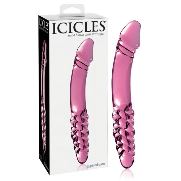 Icicles No. 57 - dildo din sticlă cu două capete în formă de penis (roz)