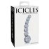 Icicles No. 66 - dildo curbat din sticlă cu bile (transparent)