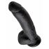 King Cock 9 - dildo cu testicule și ventuză (23 cm) - negru