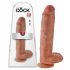 King Cock 11 - dildo cu ventuză și testicule (28cm) - culoare naturală închisă