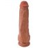 King Cock 11 - dildo cu ventuză și testicule (28cm) - culoare naturală închisă