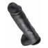 Dildo King Cock 11 cu ventuză și testicule, 28 cm - negru