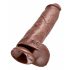 King Cock 11 - dildo mare cu ventuză și testicule (28 cm) - maro