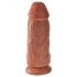 King Cock 9 Chubby - dildo cu ventuză, cu testicule (23cm) - culoare naturală închisă