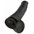 King Cock 15 - dildo cu bază cu ventuză și testicule (38 cm) - negru