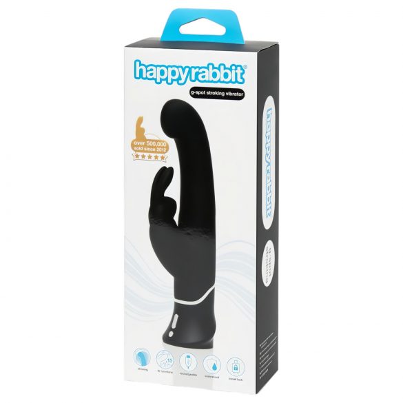 Vibrator pentru punctul G Happyrabbit - cu acumulator și braț pentru clitoris (negru)