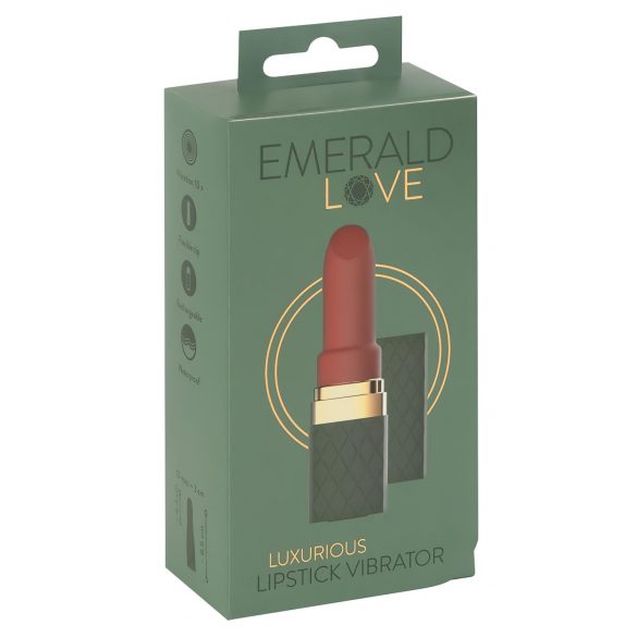 Emerald Love - vibrator în formă de ruj, reîncărcabil, rezistent la apă (roșu)