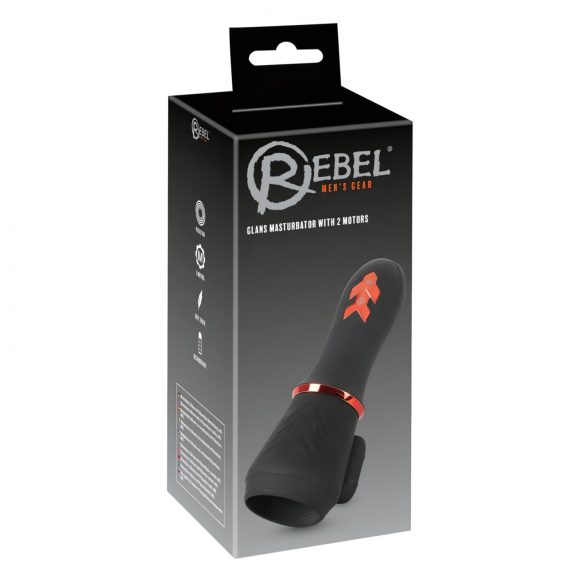 Rebel - vibrator pentru gland cu două motoare, reîncărcabil (negru)