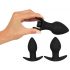 Black Velvet - set vibrator anal cu acumulator - 3 piese (negru)