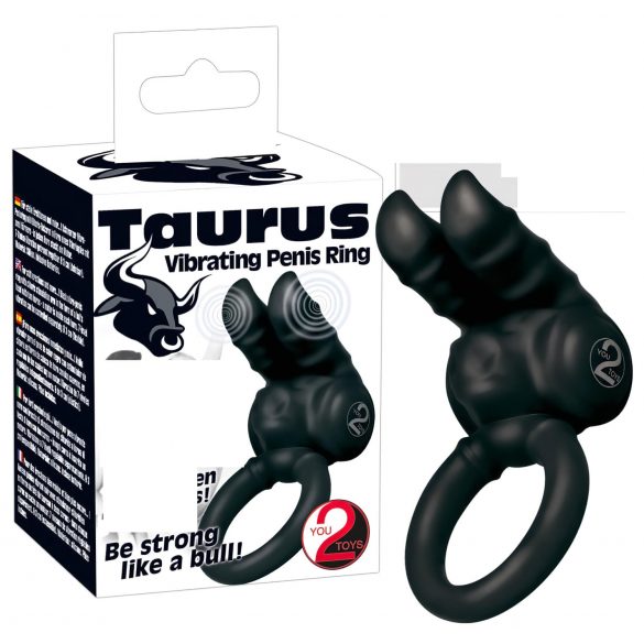 You2Toys - Taurus - inel pentru penis cu vibrații, cu două motoare (negru)