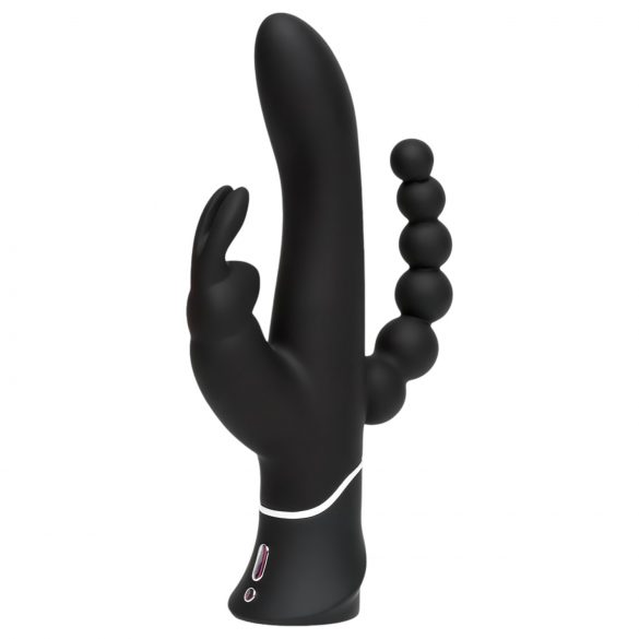 Vibrator Happyrabbit Triple - cu acumulator, pentru clitoris și anal (negru)