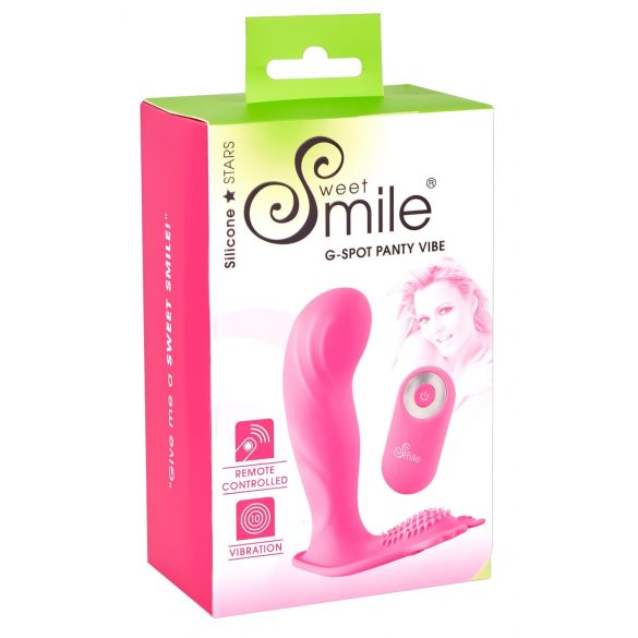 SMILE G-Spot Panty - vibrator reîncărcabil cu telecomandă, de tip strap-on (roz)