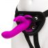 Vibrator strap-on Happyrabbit cu urechi de iepure (mov)