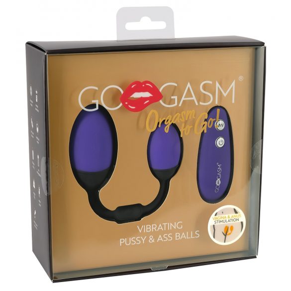 GoGasm Pussy & Ass - duo de ouă vibratoare (mov-negru)