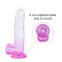 Sunfo - dildo realist cu ventuză, cu testicule - 22cm (transparent-mov)