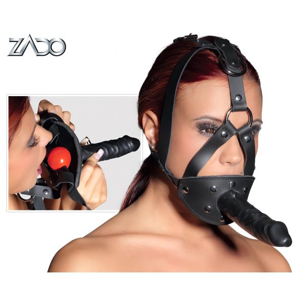 ZADO - Set de piele cu dildo (negru)