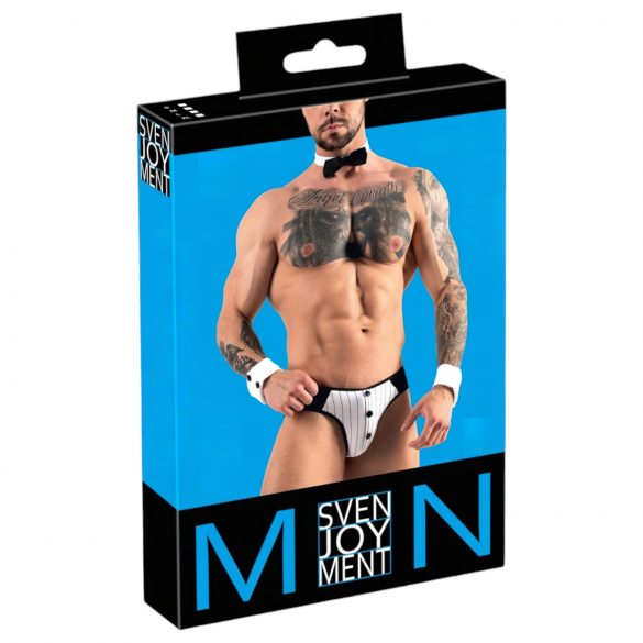 Svenjoyment - costum tanga de chelner pentru bărbați (negru-alb)  - XL