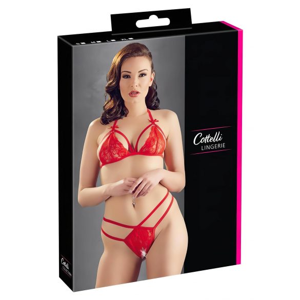 Cottelli - set cu sutien din dantelă deschis (roșu) - XL