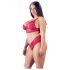 Cottelli Plus Size - set sutien din dantelă moale (roșu)