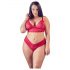 Cottelli Plus Size - set sutien din dantelă moale (roșu) - 4XL