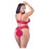 Cottelli Plus Size - set sutien din dantelă moale (roșu) - 4XL