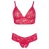 Cottelli Plus Size - set sutien din dantelă moale (roșu) - 4XL