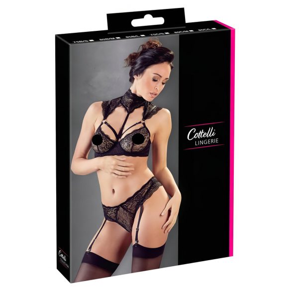 Cottelli - set sutien din dantelă cu guler (negru) - 85B/L