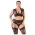 Cottelli Plus Size - set lenjerie cu dantelă și strasuri (negru) - 2XL