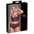 Cottelli Plus Size - set sutien floral (negru-violet) - 3XL/4XL