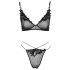 Cottelli - set sutien cu inserții dantelă, transparent (negru)