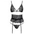 Set sutien cu bretele pentru talie - Kissable (negru)