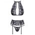 Kissable - set sutien din dantelă cu guler (negru) - L/XL