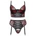 Cottelli Plus Size - set lenjerie cu sutien și portjartier (negru-roșu)