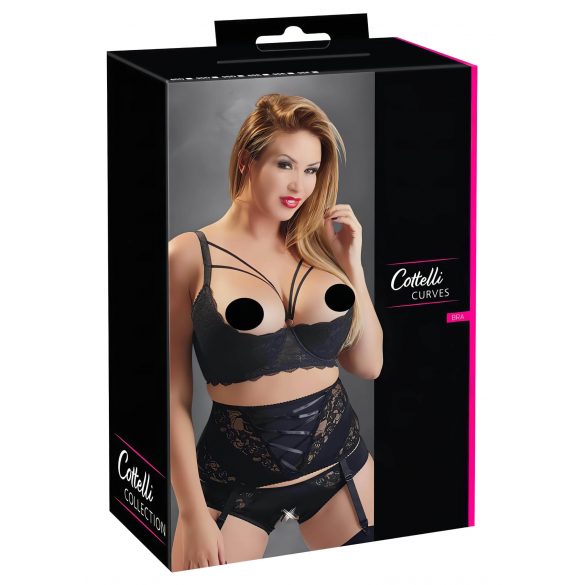 Cottelli Plus Size - sutien cu bretele și inel (negru) - 95E