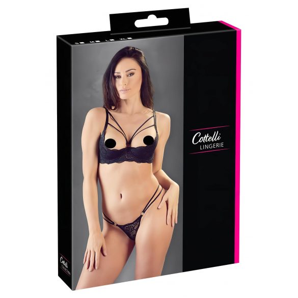 Cottelli - Sutien cu inele și chiloți tanga (negru) - 75C/S