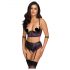 Set Cottelli Bondage - Sutien cu manșete (negru-violet) - XL