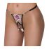 Cottelli - Tanga de lux cu flori de crin brodate (alb-negru) - M/L