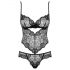 Obsessive Alluria - body din dantelă cu flori (negru)  - L/XL