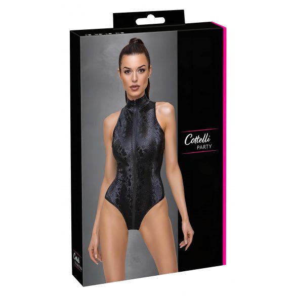 Body cu imprimeu de piele de șarpe Cottelli Party (negru)  - L