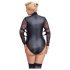 Cottelli Bondage Plus Size - body cu mâneci din dantelă (negru) - 3XL