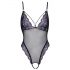 Cottelli - body din dantelă brodată, deschis (negru-violet) - L