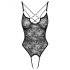 Cottelli - body dantelat transparent, deschis (negru) - M