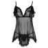 Cottelli - Babydoll lejer, cu volane (negru) - M