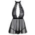 Babydoll Kissable cu guler din dantelă (negru)  - L/XL