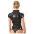 Top scurt cu fermoar pentru femei, din latex (negru)  - M