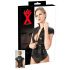 Top scurt cu fermoar pentru femei, din latex (negru)  - 2XL